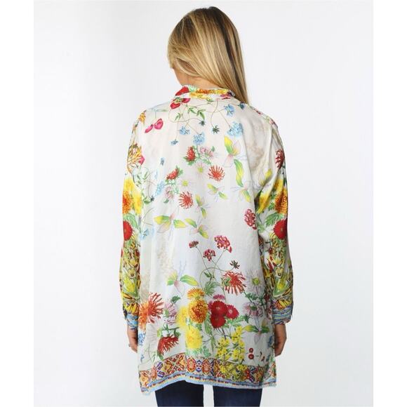 Johnny Was Jaffa Silk Floral Button Down Tunic Blouse - Picture 2 of 8